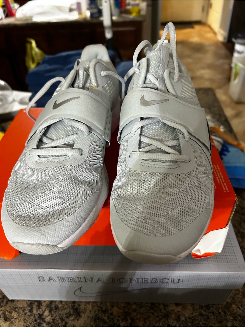 NWOT-Nike Women's 9.5 Gray Athletic Training Shoes with Strap